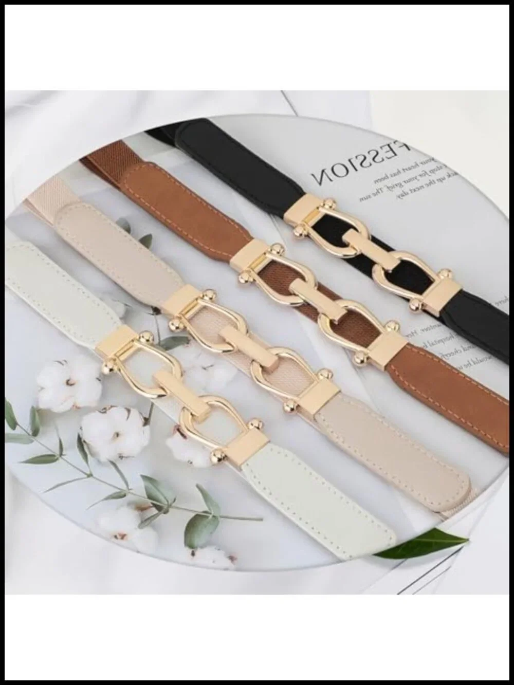 Women's Skinny Elastic Stretch Belt Retro Metal Buckle Dress Waist